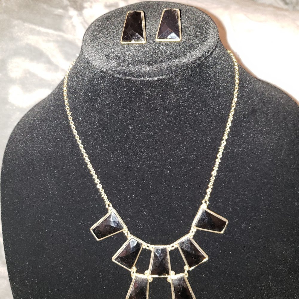 Statement Black Necklace W/ matching Earrings